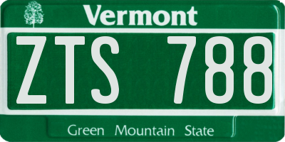 VT license plate ZTS788