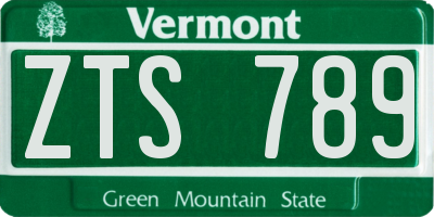 VT license plate ZTS789