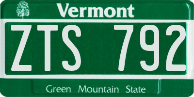 VT license plate ZTS792