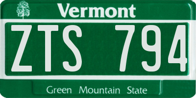 VT license plate ZTS794