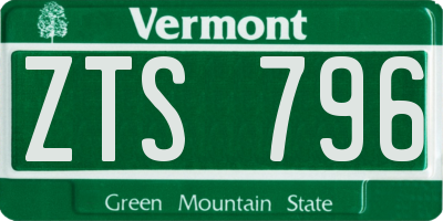 VT license plate ZTS796