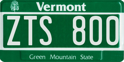 VT license plate ZTS800
