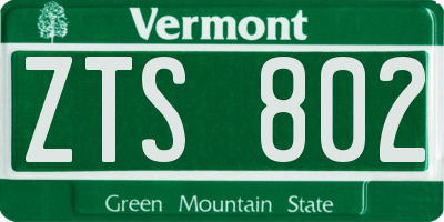 VT license plate ZTS802