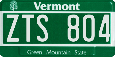 VT license plate ZTS804