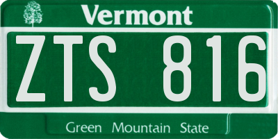 VT license plate ZTS816