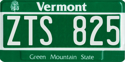 VT license plate ZTS825