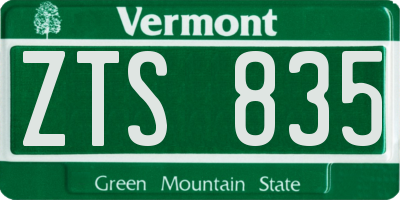 VT license plate ZTS835