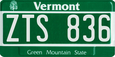 VT license plate ZTS836