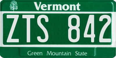 VT license plate ZTS842