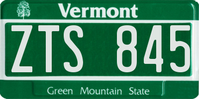 VT license plate ZTS845