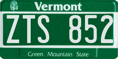 VT license plate ZTS852