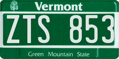 VT license plate ZTS853