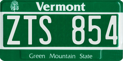 VT license plate ZTS854