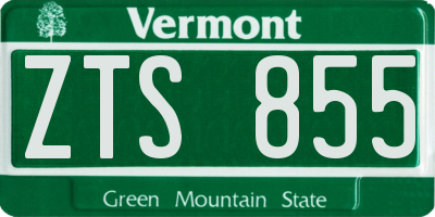 VT license plate ZTS855