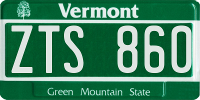 VT license plate ZTS860