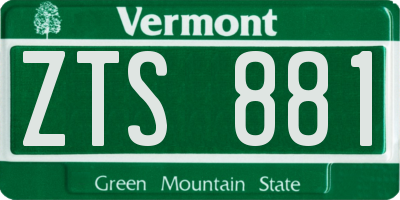 VT license plate ZTS881