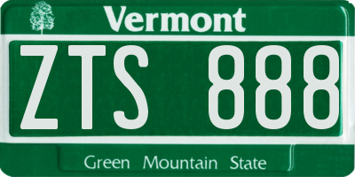 VT license plate ZTS888