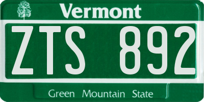 VT license plate ZTS892