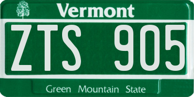 VT license plate ZTS905
