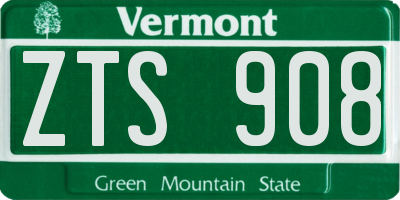 VT license plate ZTS908