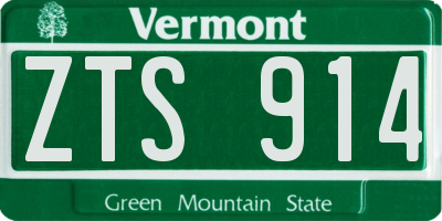 VT license plate ZTS914