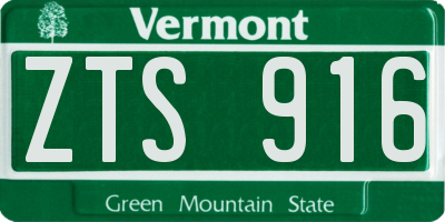 VT license plate ZTS916