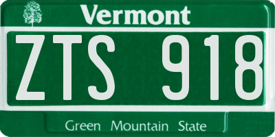 VT license plate ZTS918