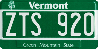 VT license plate ZTS920