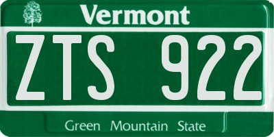 VT license plate ZTS922
