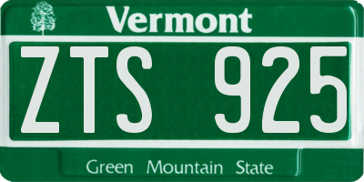VT license plate ZTS925