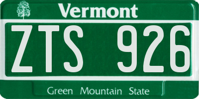 VT license plate ZTS926