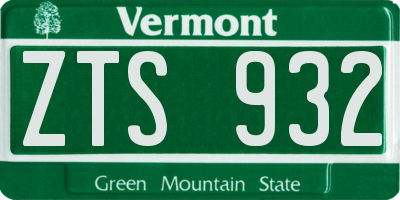 VT license plate ZTS932