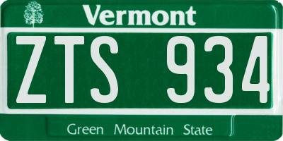 VT license plate ZTS934