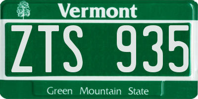 VT license plate ZTS935