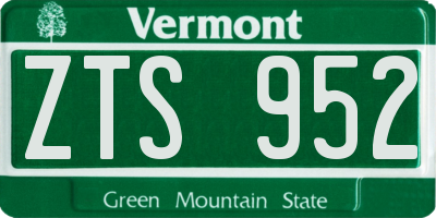 VT license plate ZTS952
