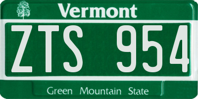 VT license plate ZTS954