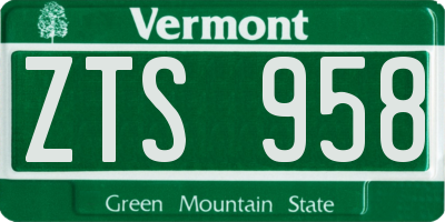 VT license plate ZTS958