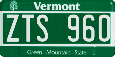 VT license plate ZTS960