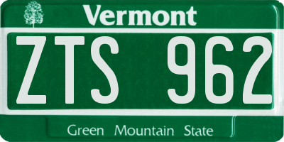 VT license plate ZTS962