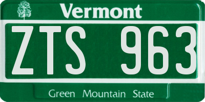 VT license plate ZTS963