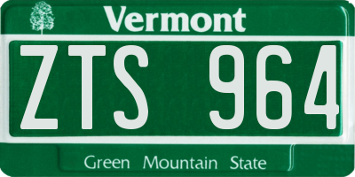VT license plate ZTS964
