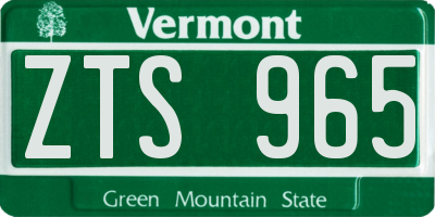 VT license plate ZTS965