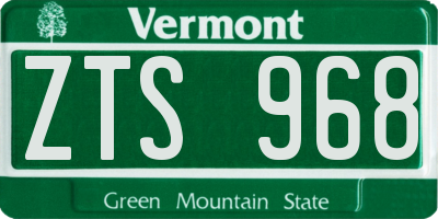 VT license plate ZTS968