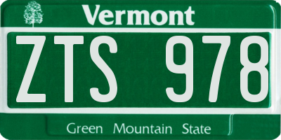 VT license plate ZTS978
