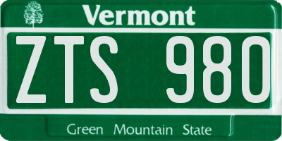 VT license plate ZTS980