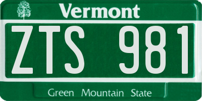 VT license plate ZTS981