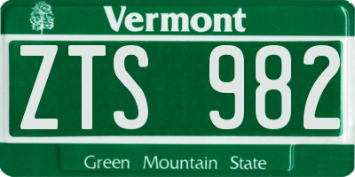 VT license plate ZTS982