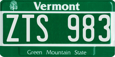 VT license plate ZTS983