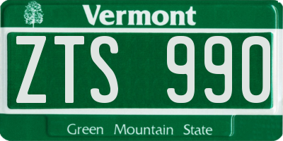 VT license plate ZTS990