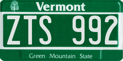 VT license plate ZTS992